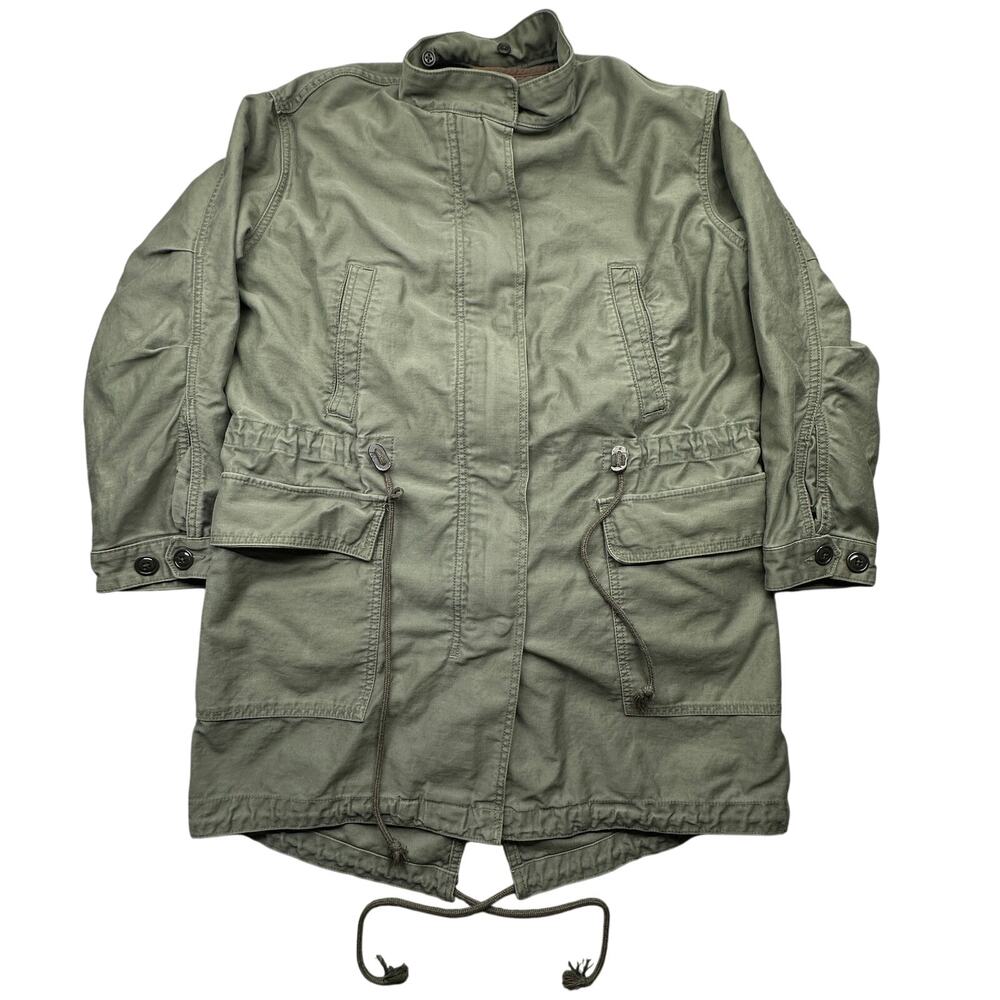 GAP Olive Green Parka Military Jacket Womens Small Fishtail Utility Coat Field